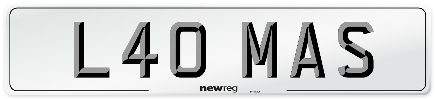 L40 MAS Number Plate from New Reg